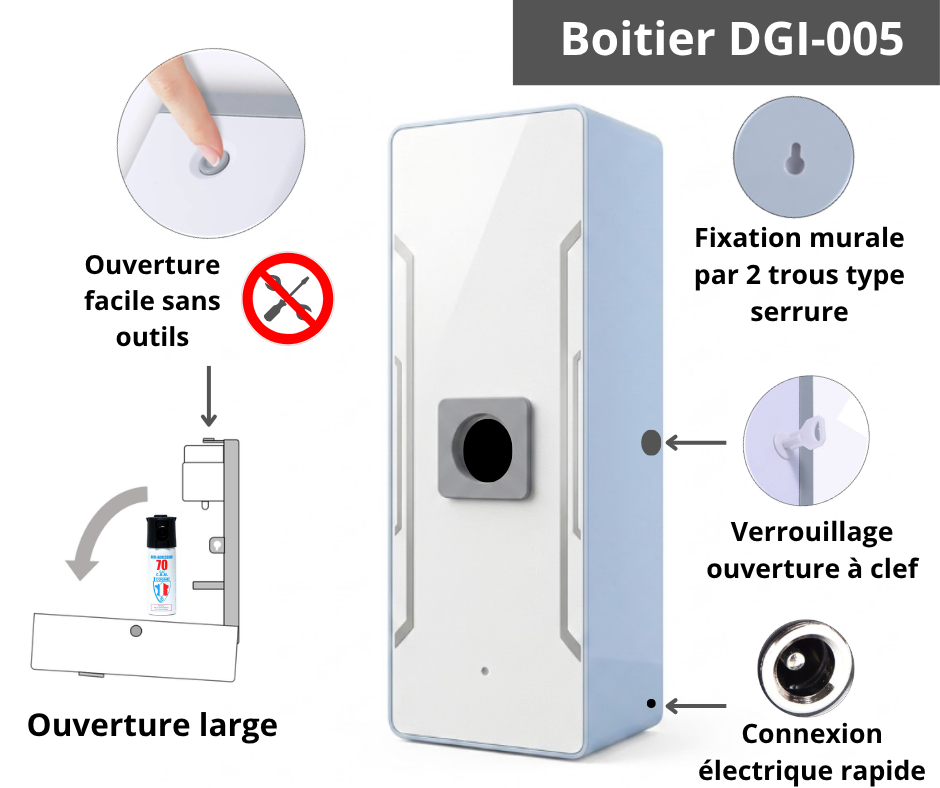 Boitier DGI-005 distributeur automatique fixation murale sécurisé